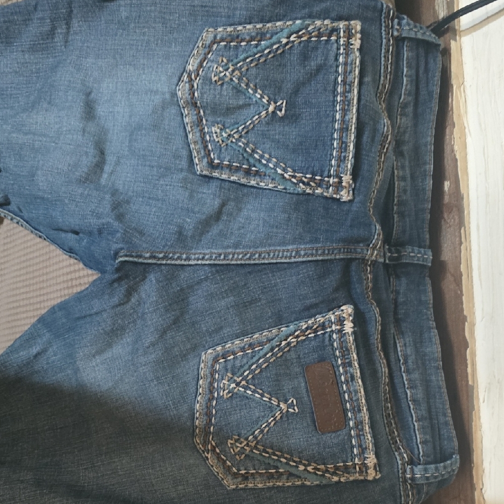 Wrangler Blue Denim with Brown Accents